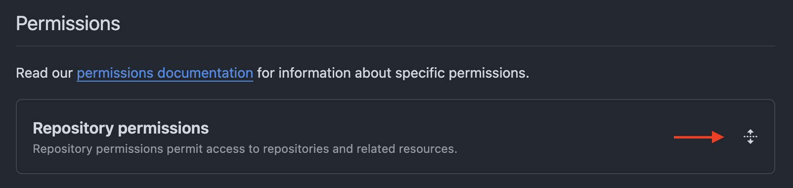 Expand the repository permissions by clicking on the arrows