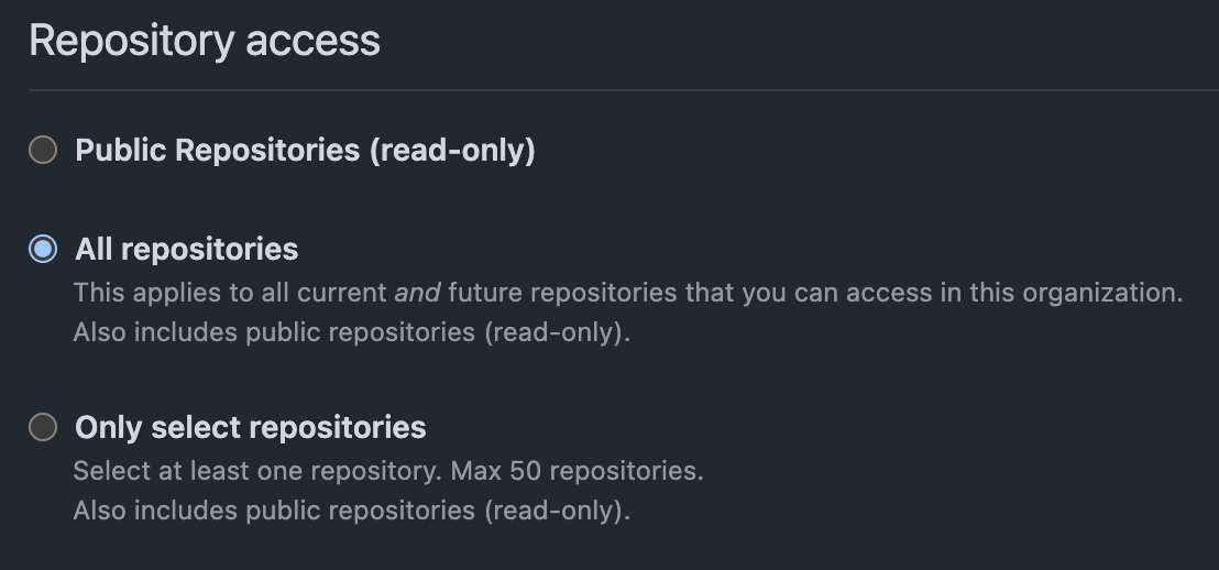 Select all repositories for repository access