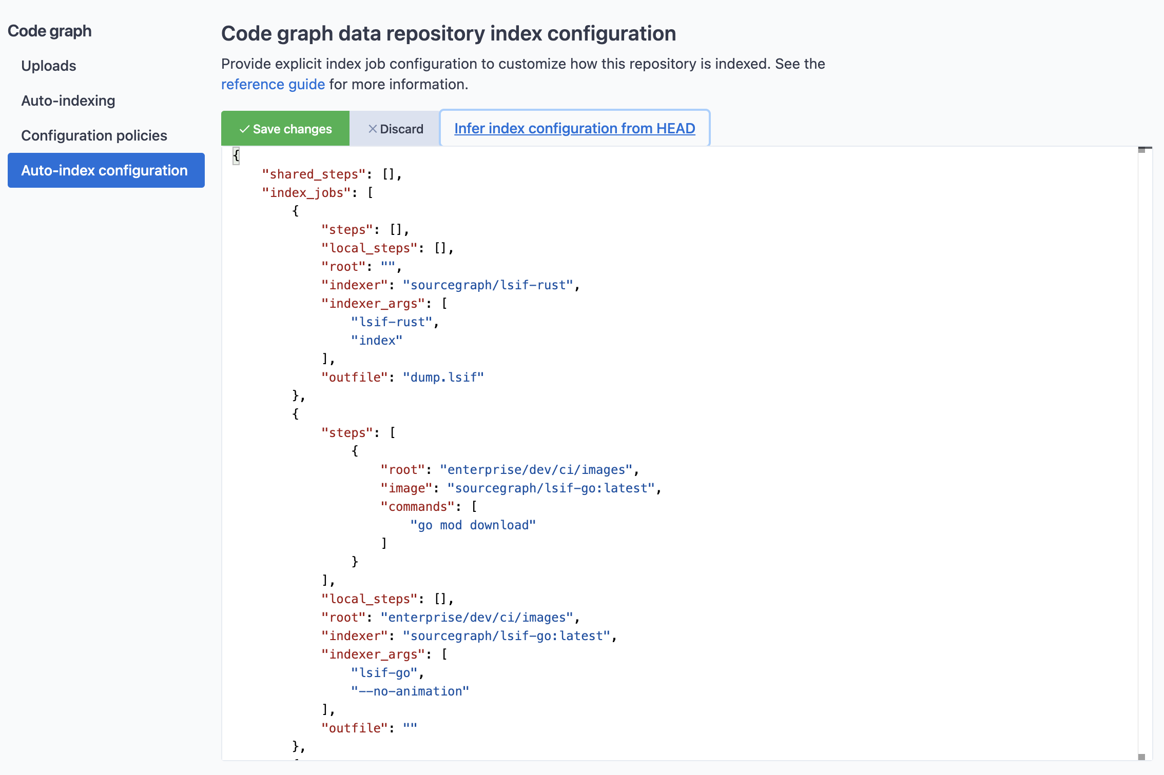 Auto-indexing configuration editor