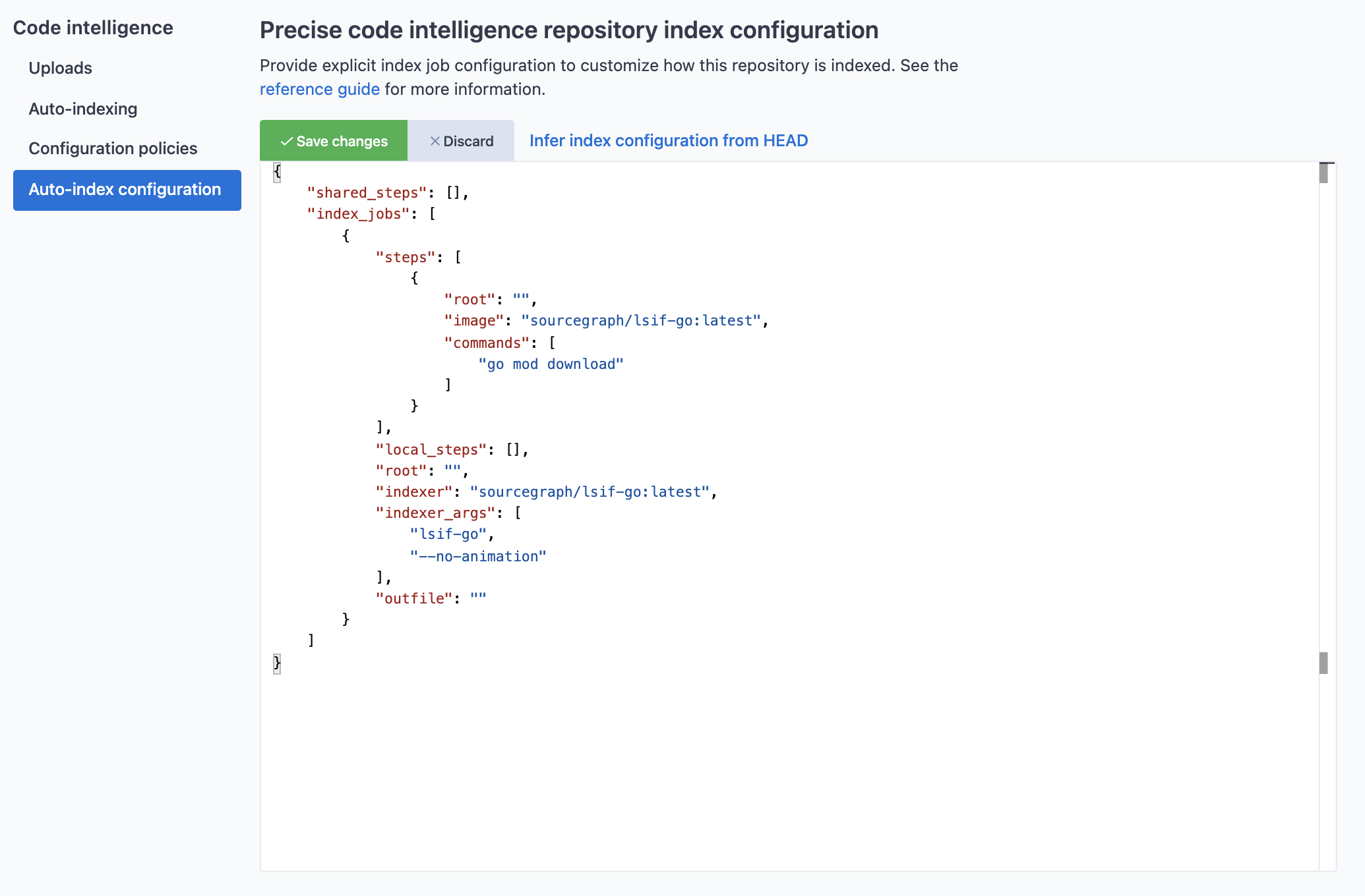 Auto-indexing configuration editor