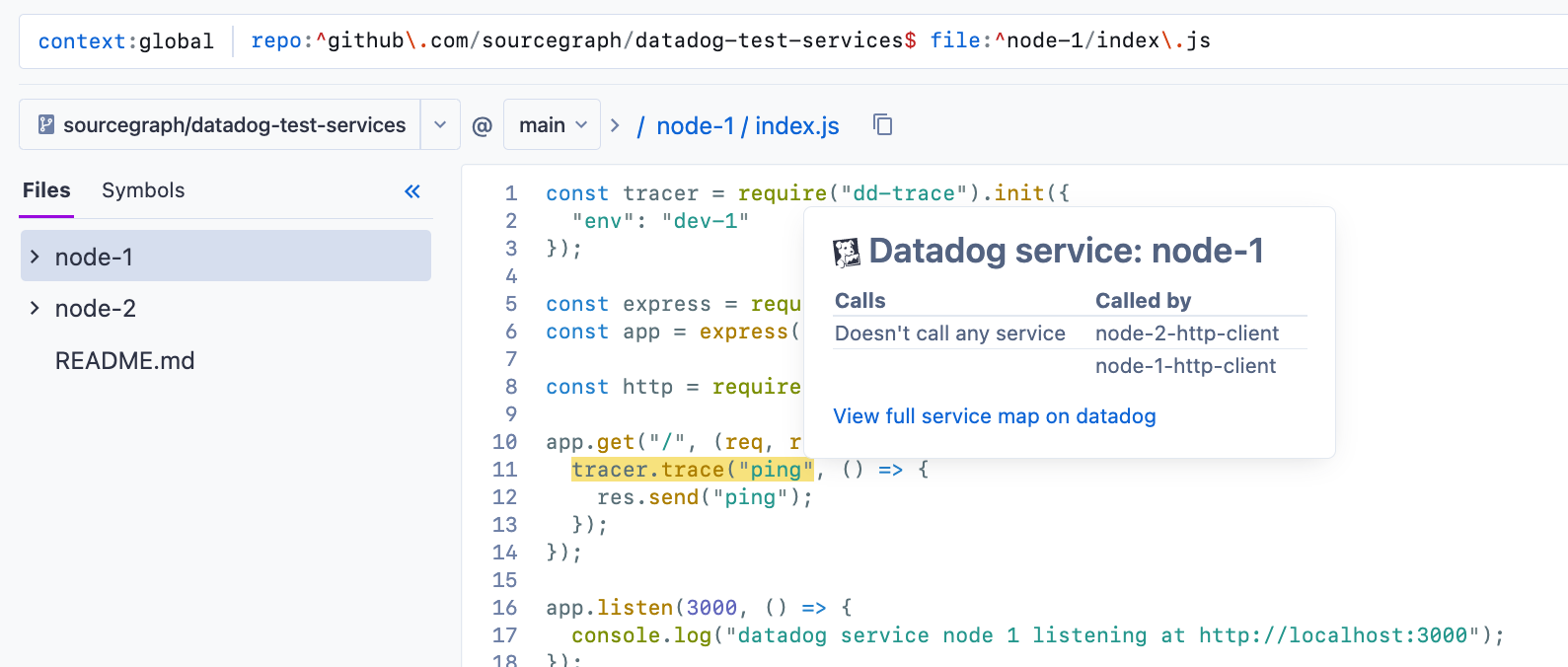 GitHub sourcegraph sourcegraph datadog service map