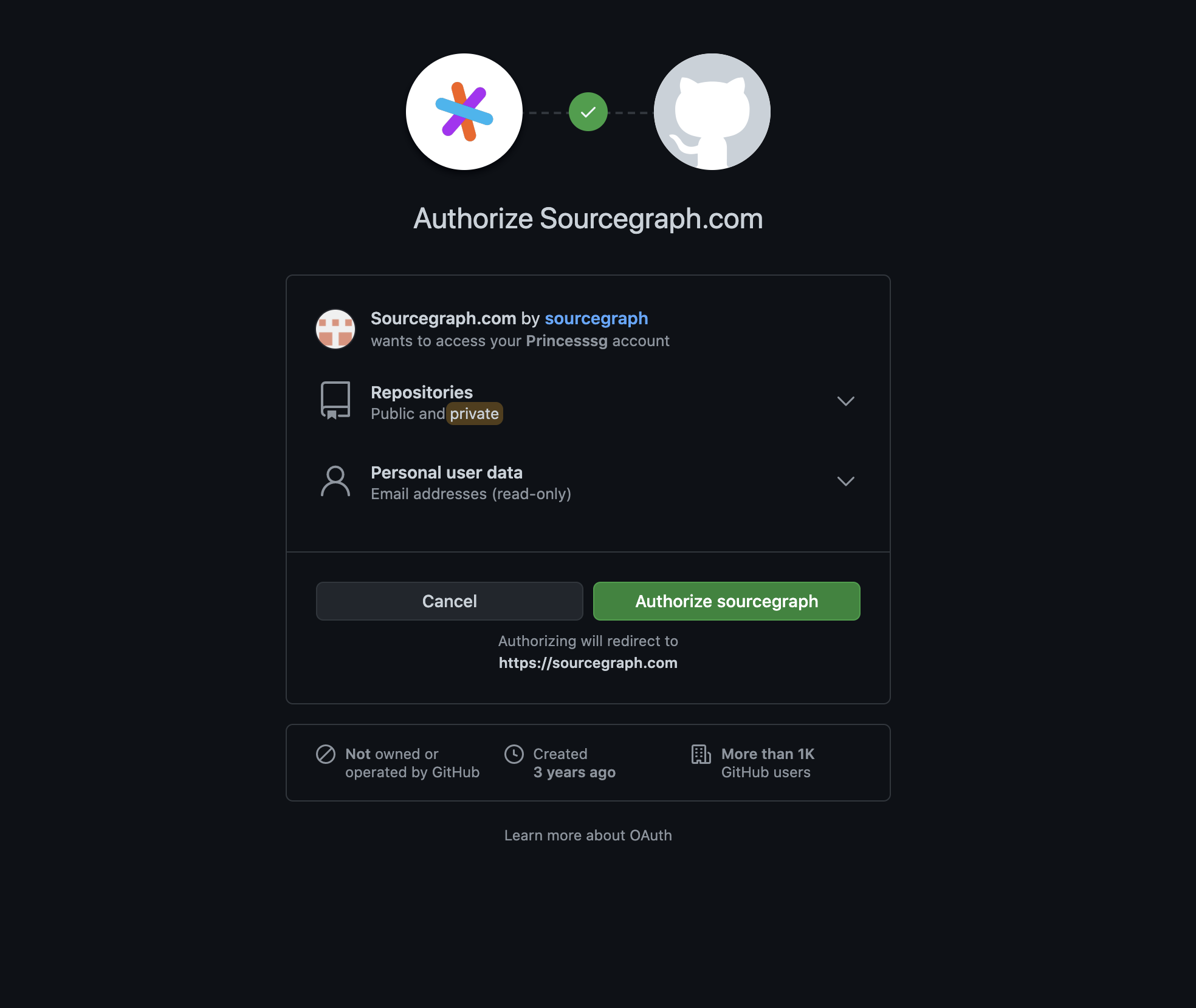 Authorize Sourcegraph Cloud with GitHub