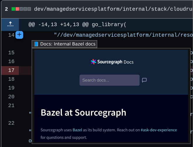 Screenshot of OpenCodeGraph docs link annotations in a GitHub PR