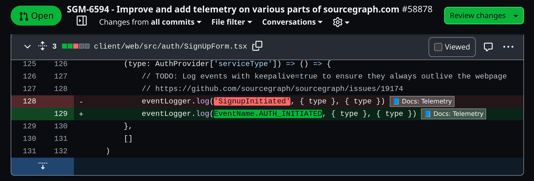 Screenshot of OpenCtx annotations in a GitHub pull request