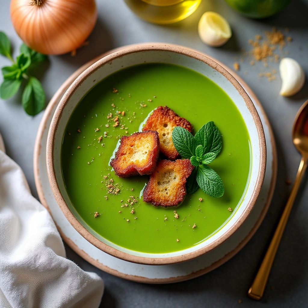 Pea Soup with Croutons