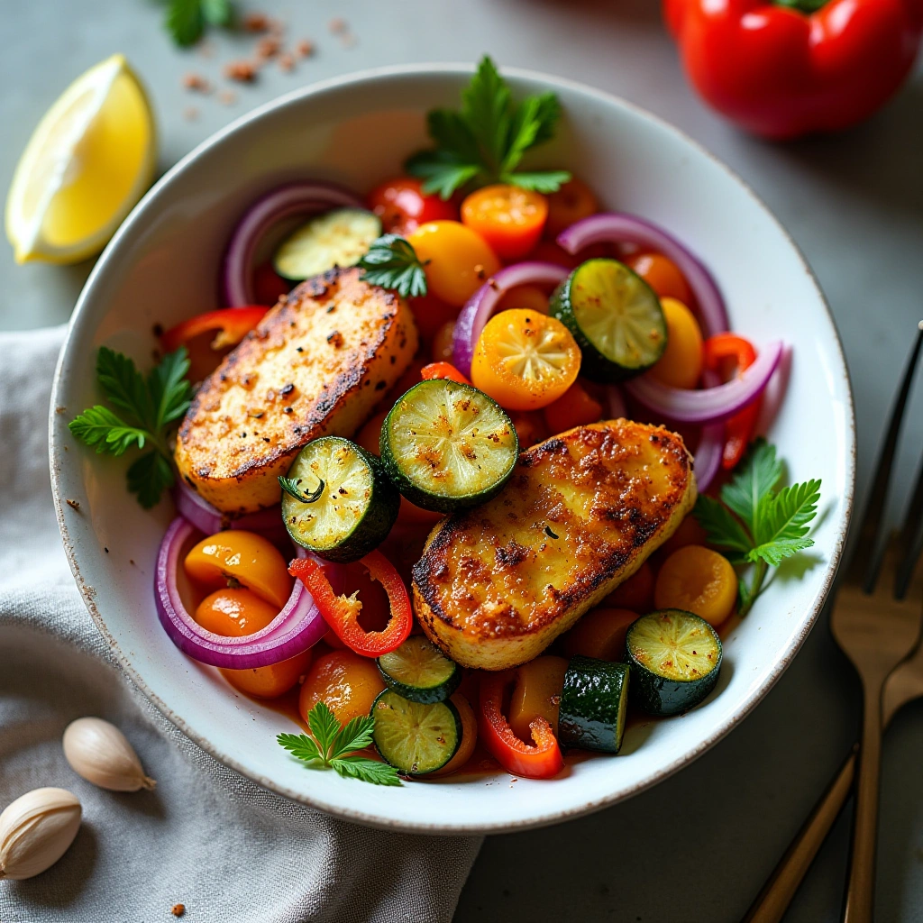 Spicy Halloumi with Courgette