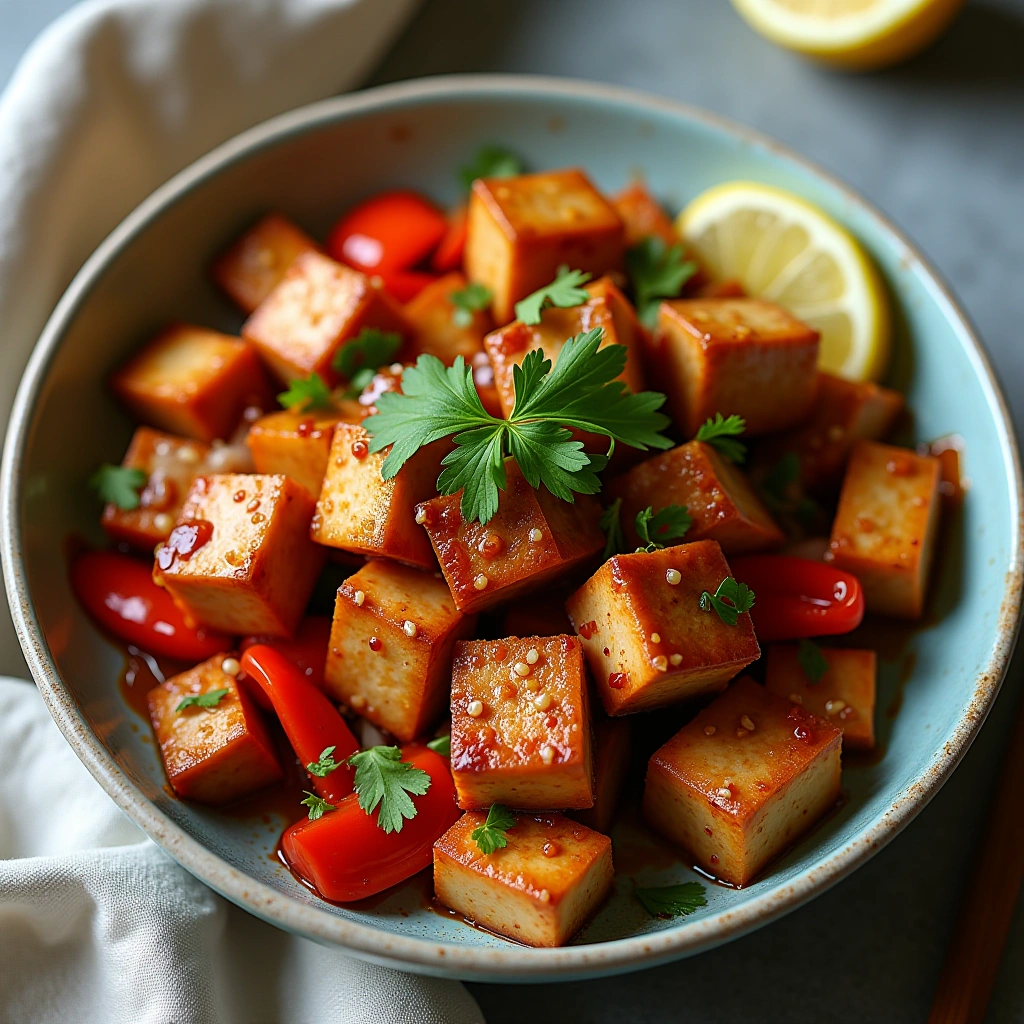 Glazed Tofu with Peppers