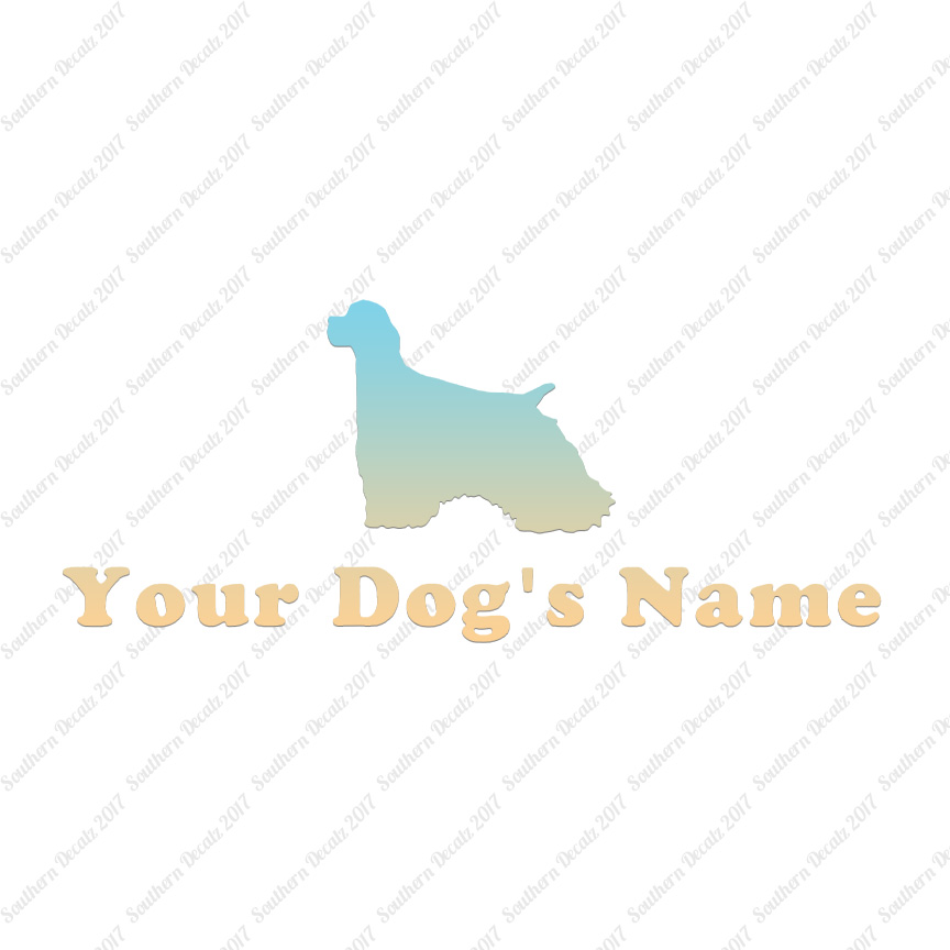Custom Cocker Spaniel Dog Name Decal Sticker - 25 Printed Fills - 6 Fonts - Picture 8 of 17