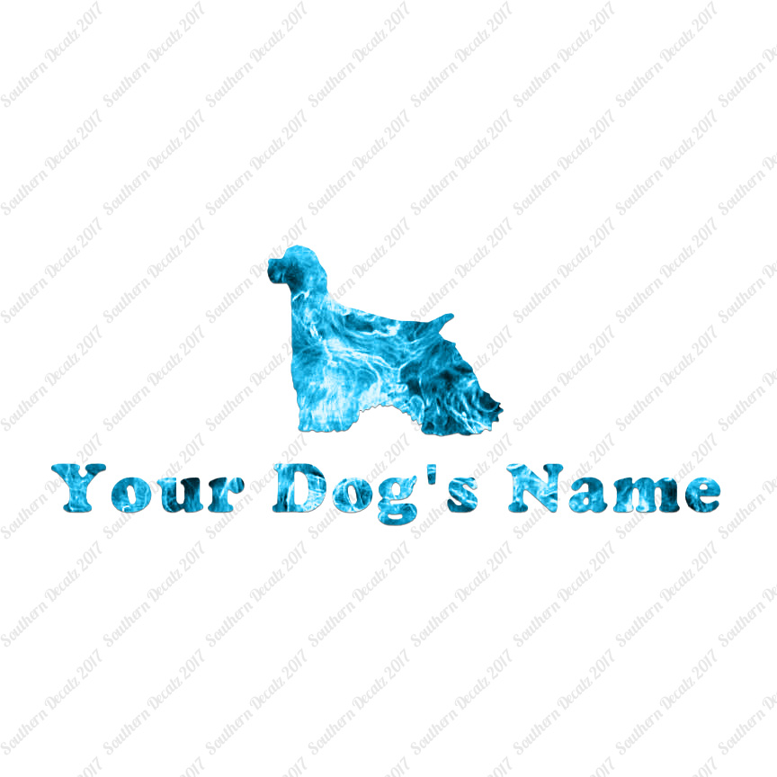Custom Cocker Spaniel Dog Name Decal Sticker - 25 Printed Fills - 6 Fonts - Picture 2 of 17