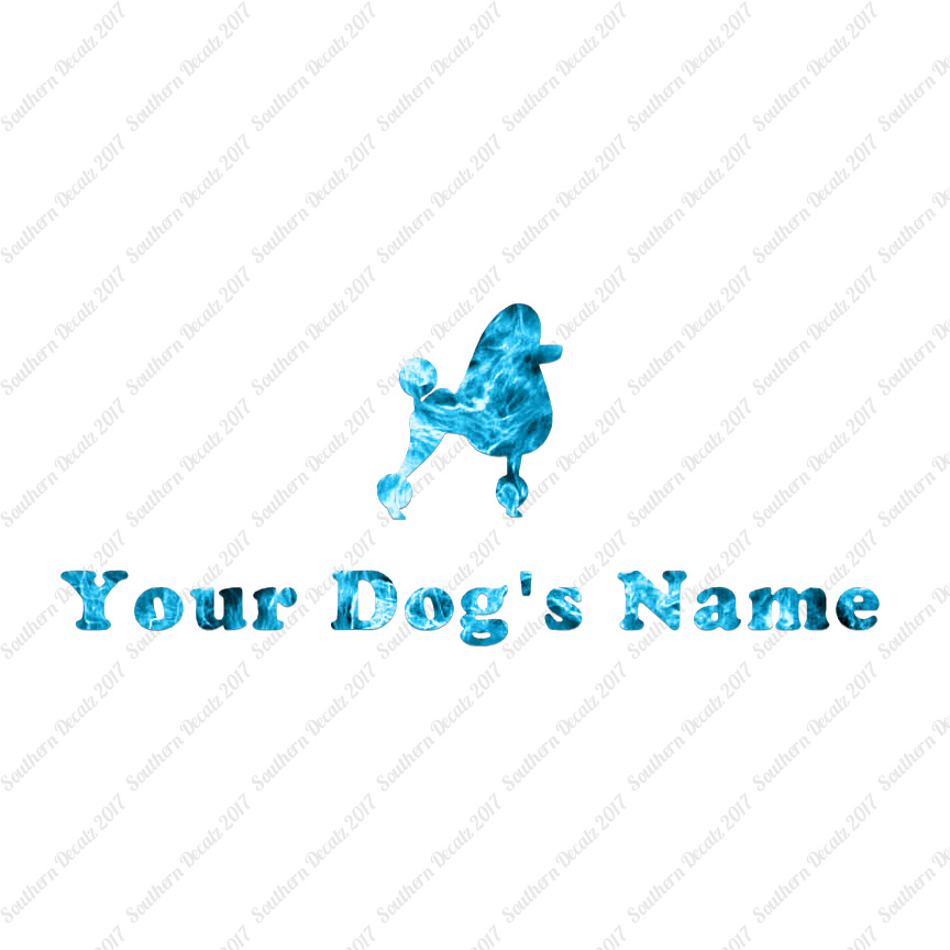 Custom Poodle Dog Name Decal Sticker – 25 Printed Fills – 6 Fonts