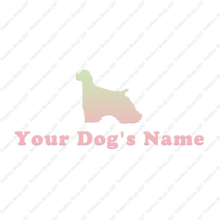 Custom Cocker Spaniel Dog Name Decal Sticker - 25 Printed Fills - 6 Fonts - Picture 12 of 17