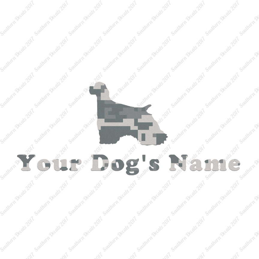 Custom Cocker Spaniel Dog Name Decal Sticker - 25 Printed Fills - 6 Fonts - Picture 16 of 17