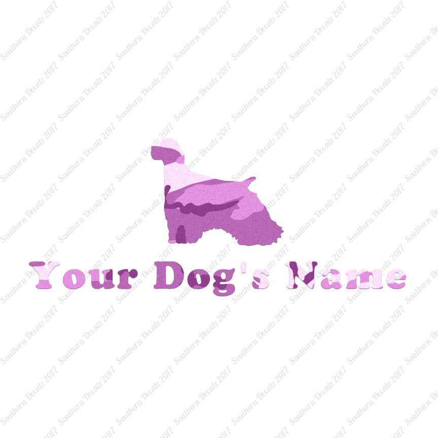 Custom Cocker Spaniel Dog Name Decal Sticker - 25 Printed Fills - 6 Fonts - Picture 17 of 17
