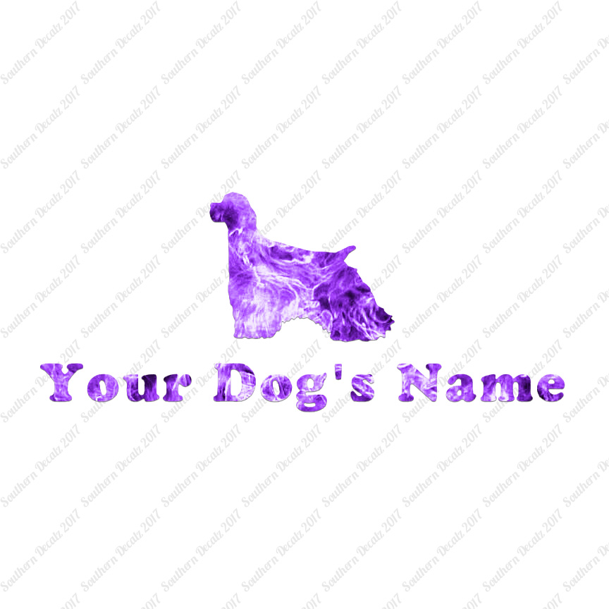 Custom Cocker Spaniel Dog Name Decal Sticker - 25 Printed Fills - 6 Fonts - Picture 6 of 17