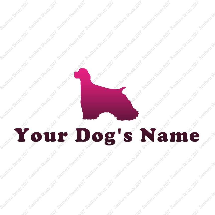 Custom Cocker Spaniel Dog Name Decal Sticker - 25 Printed Fills - 6 Fonts - Picture 11 of 17