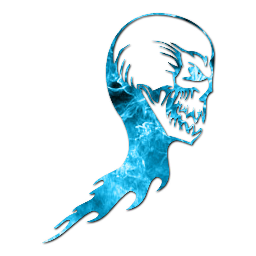 Skull Flames Monster Art – Decal Sticker – Multiple Patterns & Sizes – ebn1080