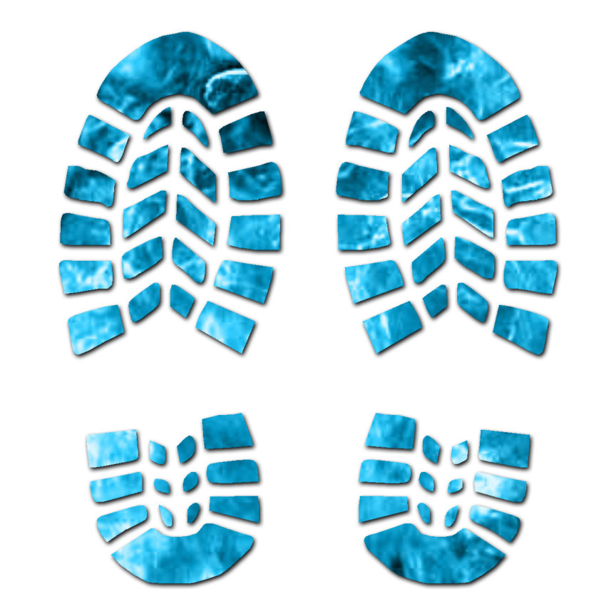 Boot Prints – Vinyl Decal Sticker – Multiple Patterns & Sizes – ebn120