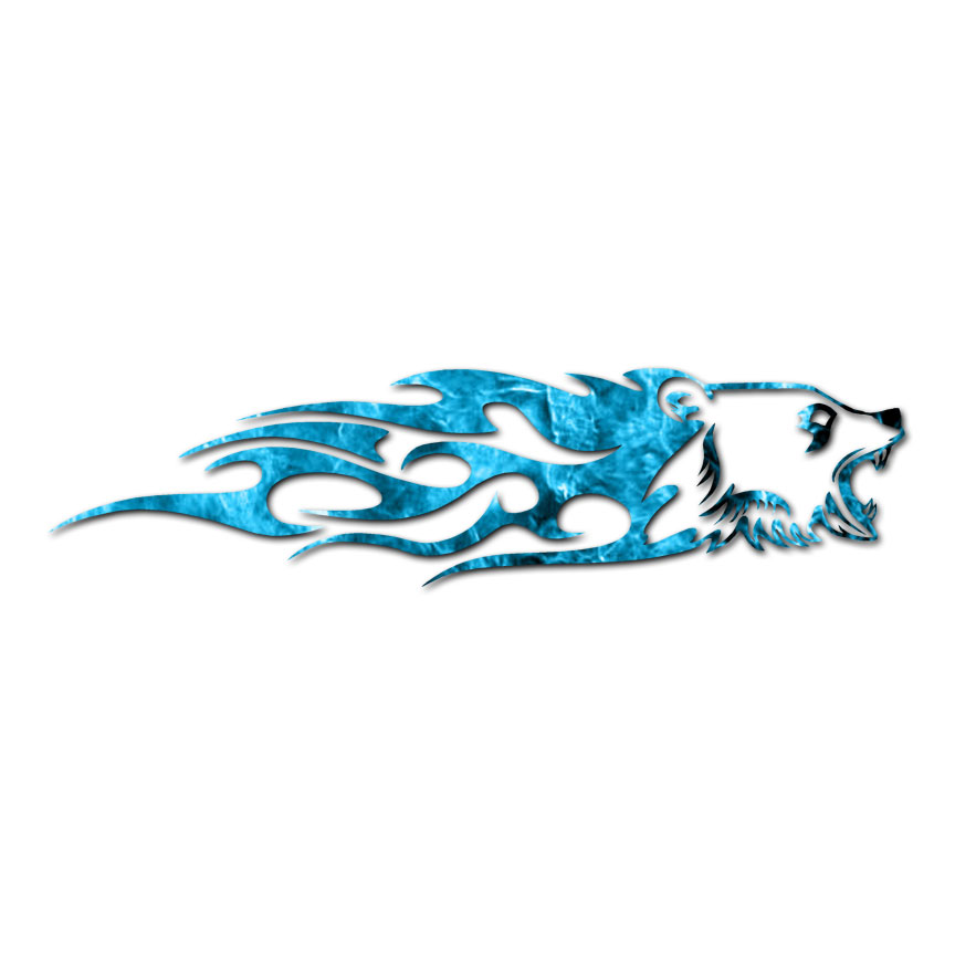 Bear Head Flames Fire – Decal Sticker – Multiple Patterns & Sizes – ebn1293