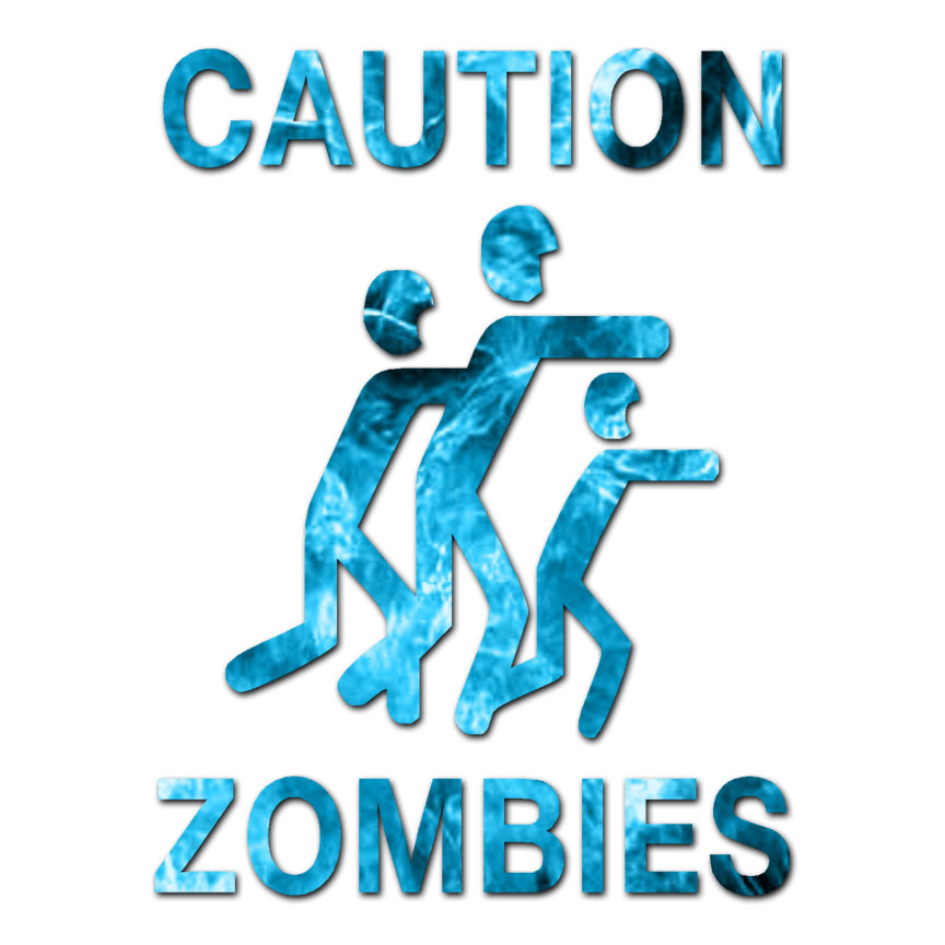 Caution Zombies Zombie – Decal Sticker – Multiple Patterns & Sizes – ebn154