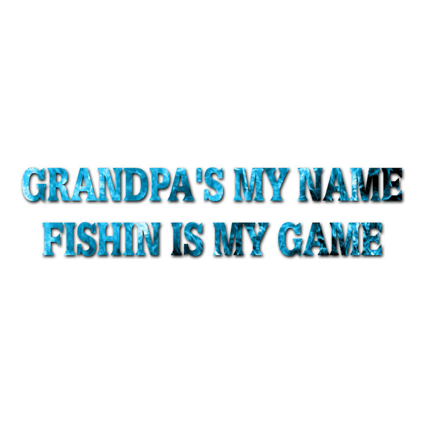 Grandpa’s Name Fishing Game – Vinyl Decal – Multiple Patterns & Sizes – ebn1709