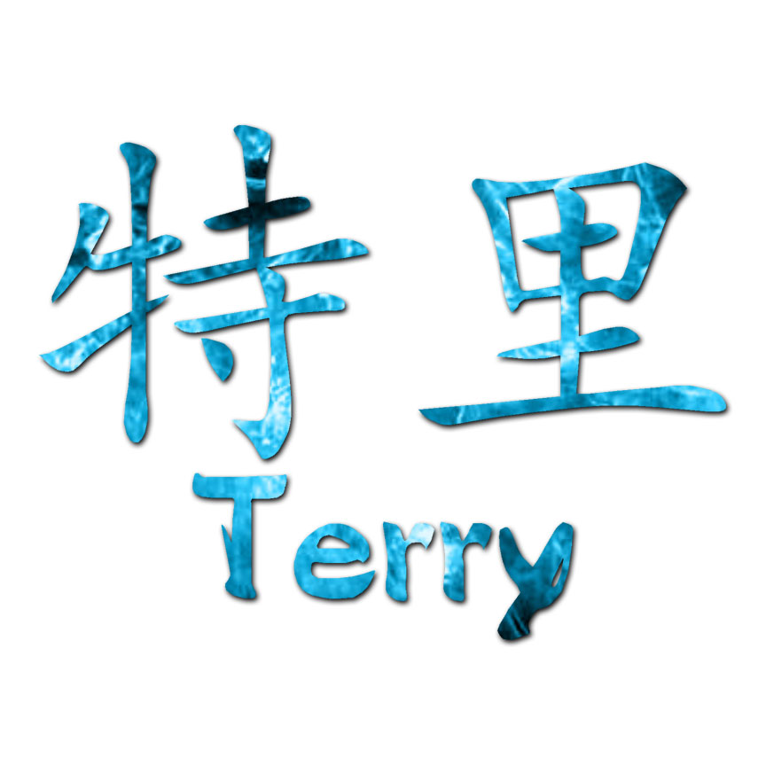 Chinese Symbol Terry Name – Decal Sticker – Multiple Patterns & Sizes – ebn2230