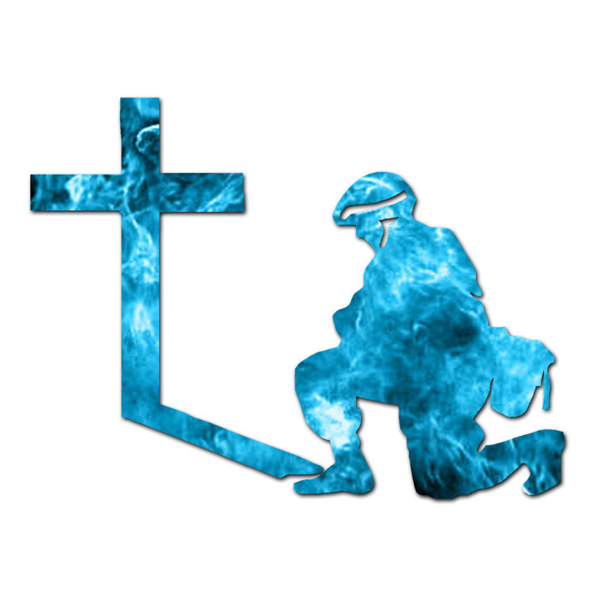 Soldier Praying Cross – Decal Sticker – Multiple Patterns & Sizes – ebn2316