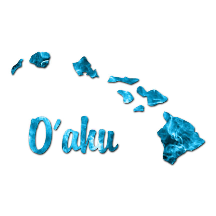 Oahu Hawaiian Islands – Decal Sticker – Multiple Patterns & Size – ebn2391