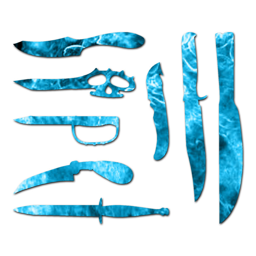 Set of 8 Knives Daggers – Decal Sticker – Multiple Patterns & Sizes – ebn3368