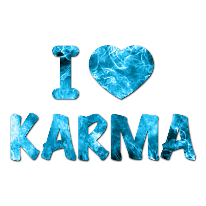 I Love Karma Heart – Vinyl Decal Sticker – Multiple Patterns & Sizes – ebn3425