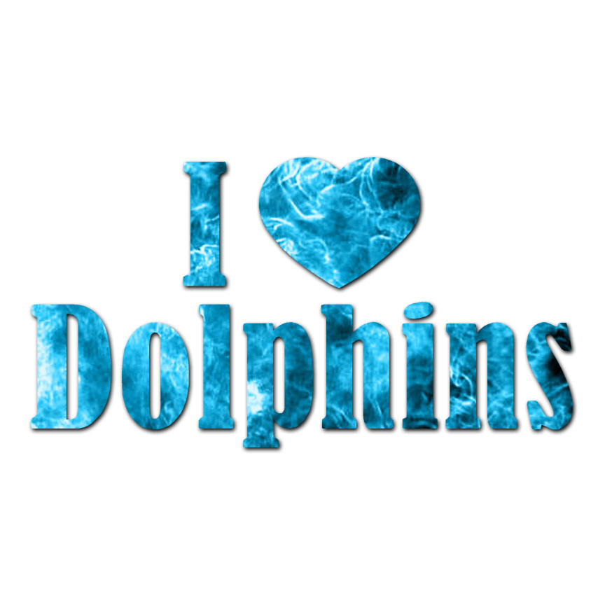 I Love Dolphins Heart – Decal Sticker – Multiple Patterns & Sizes – ebn3572