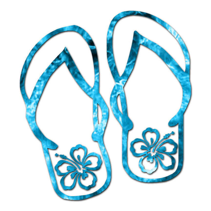Hibiscus Flip Flops – Vinyl Decal Sticker – Multiple Patterns & Sizes – ebn371