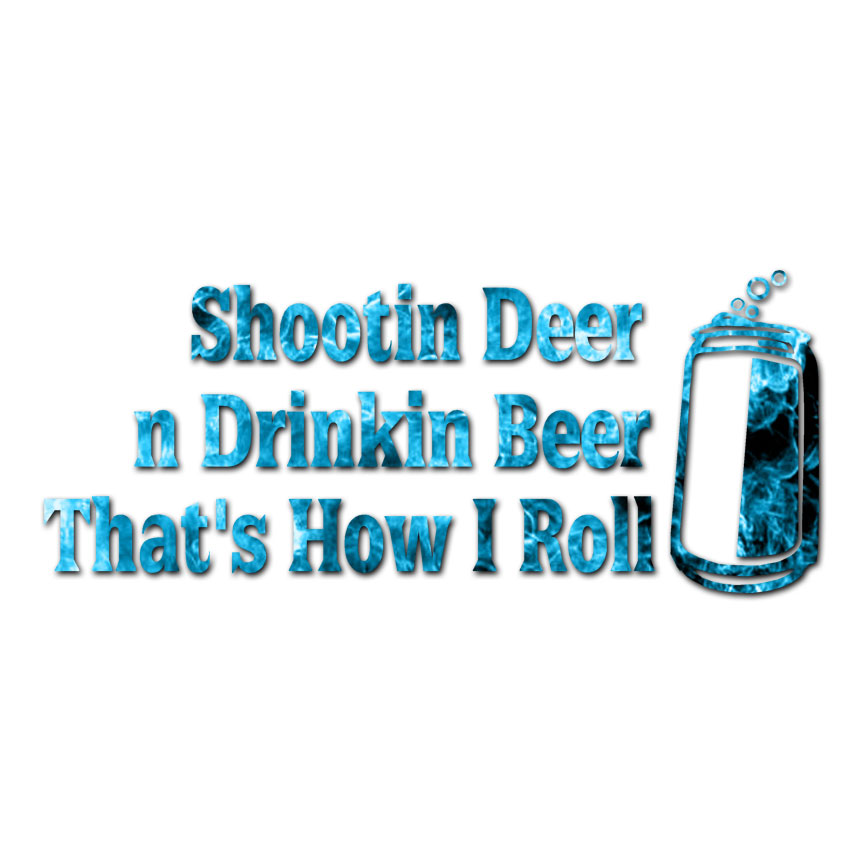 Shooting Deer Drinking Beer – Decal Sticker – Multiple Patterns & Sizes ebn3875
