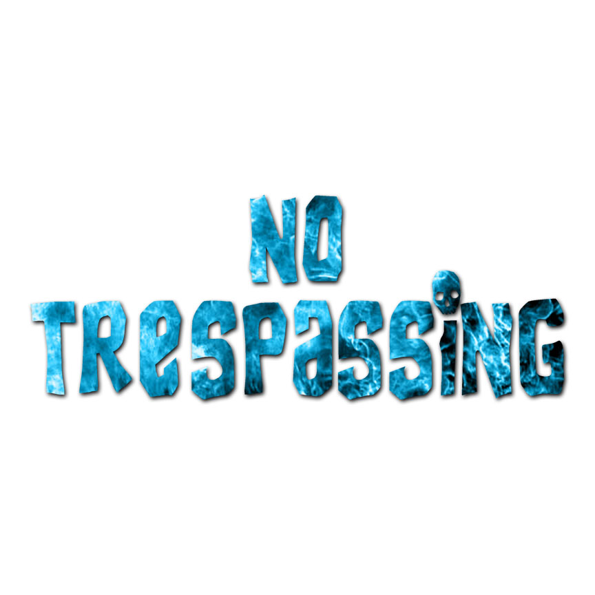 No Trespassing Skull Font – Decal Sticker – Multiple Patterns & Sizes – ebn477