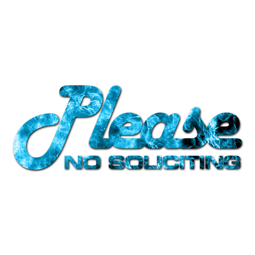 Please No Soliciting – Vinyl Decal Sticker – Multiple Patterns & Sizes – ebn483