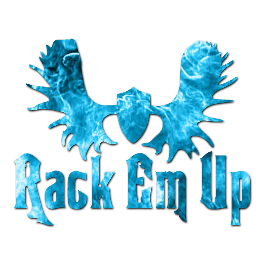 Rack Em Up Hunting Moose – Decal Sticker – Multiple Patterns & Sizes – ebn555