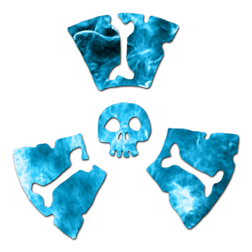Radioactive Skull Symbols – Decal Sticker – Multiple Patterns & Sizes – ebn557