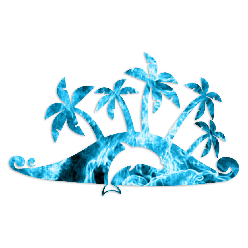 Tropical Island Dolphin – Vinyl Decal – Multiple Patterns & Sizes – ebn6005