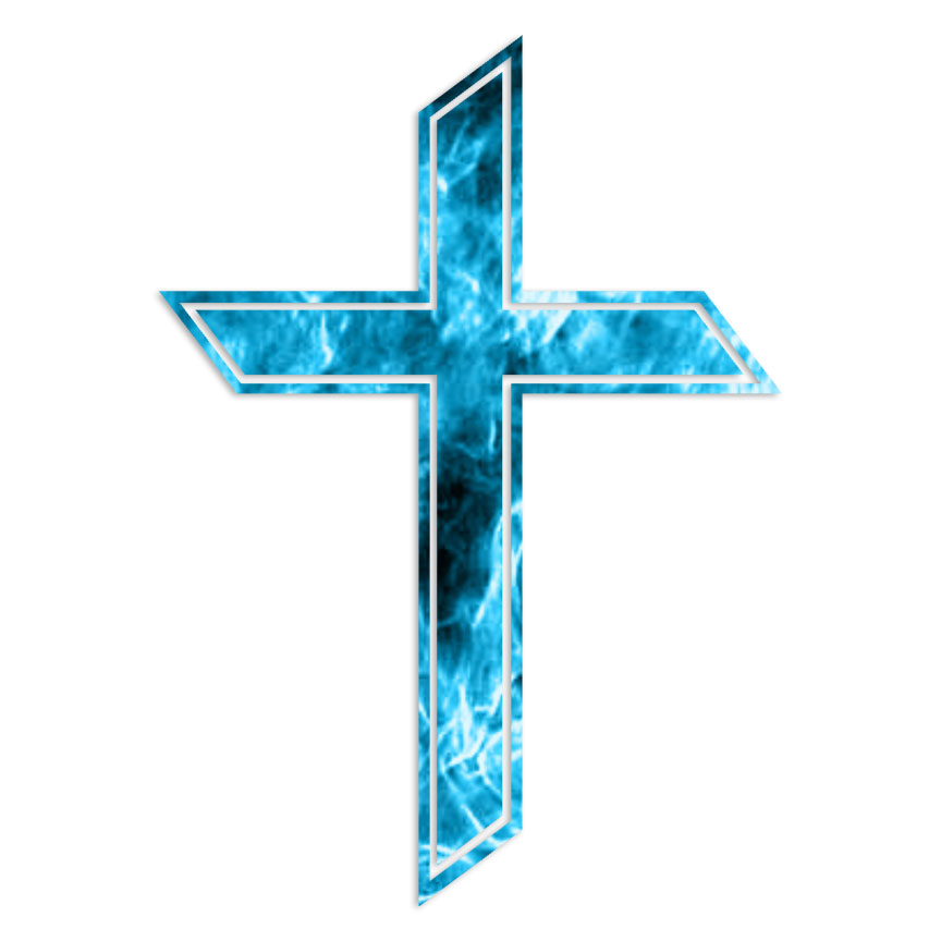 Outlined Christian Cross – Decal Sticker – Multiple Patterns & Sizes – ebn6815