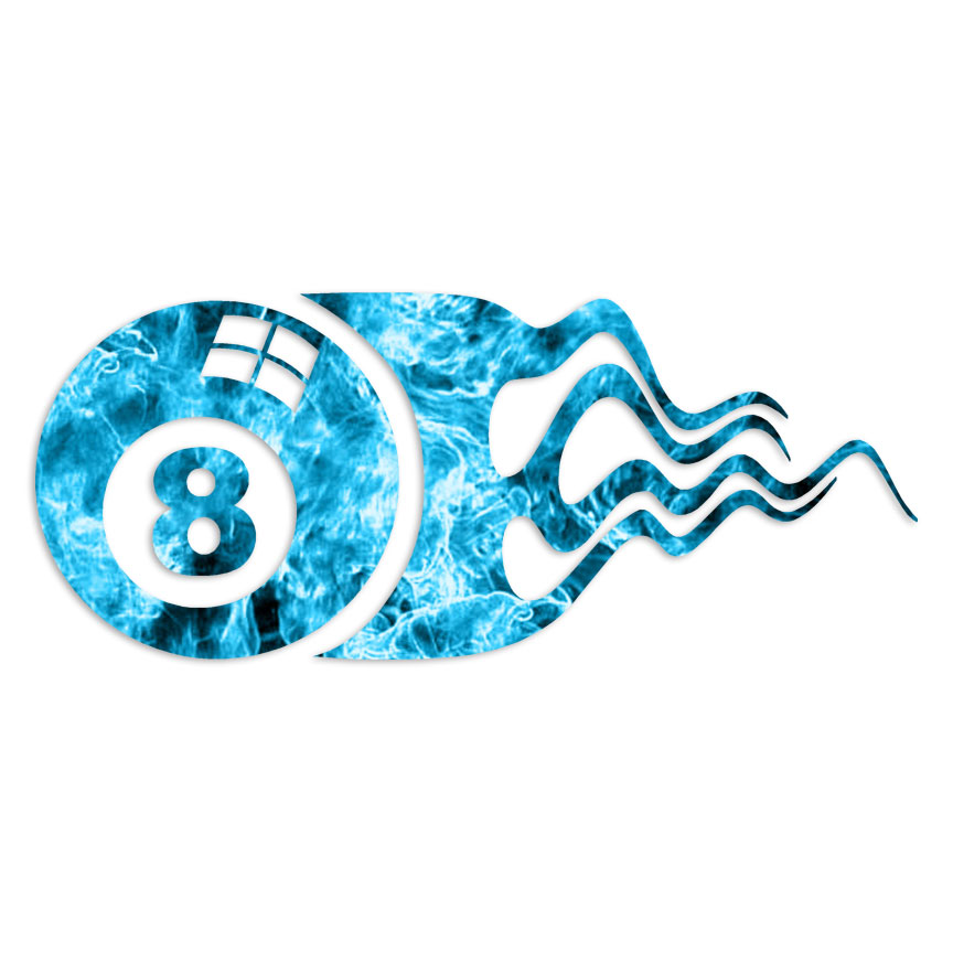 8 Ball Flames Pool – Decal Sticker – Multiple Patterns & Sizes – ebn7394
