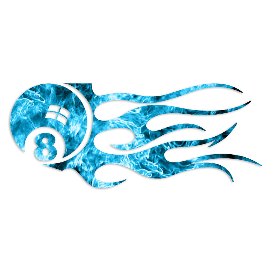 Eight 8 Ball Pool Flames – Decal Sticker – Multiple Patterns & Sizes – ebn7419
