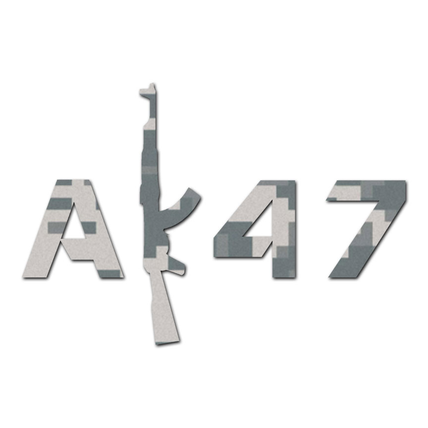 AK47 Gun Text Multiple Colors & Sizes Vinyl Decal Sticker ebn2971 