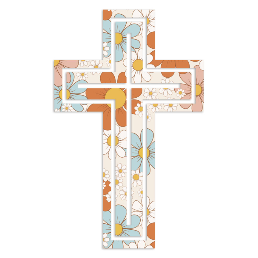 Fancy Cross Christian - Decal Sticker - Multiple Colors & Sizes - ebn2334