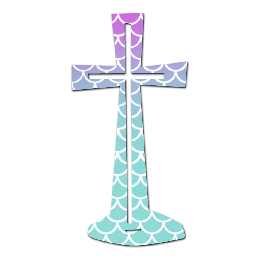 Fancy Cross Christian - Decal Sticker - Multiple Colors & Sizes - ebn2334