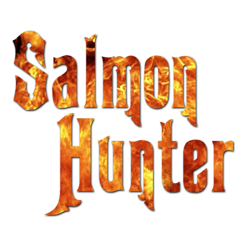 ebn595 Salmon Hunter Fishing Multiple Patterns & Sizes Vinyl Decal Sticker