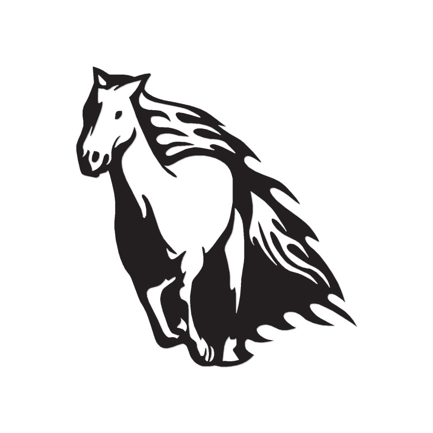 Horse Stallion Flames – Decal Sticker – Multiple Color & Sizes – ebn1060