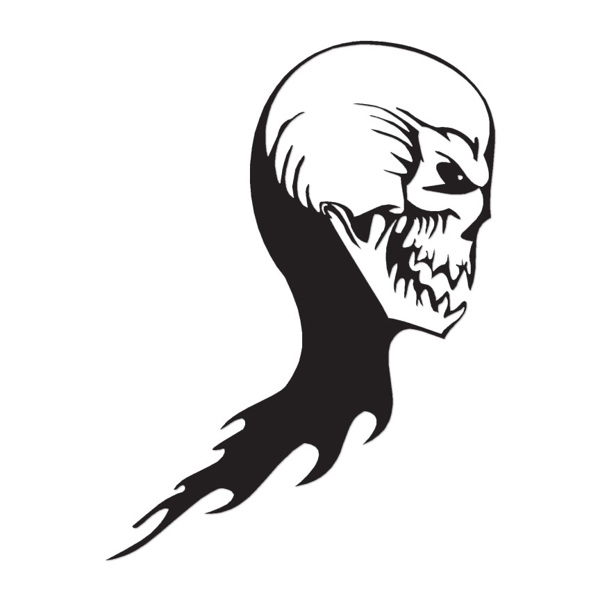 Skull Flames Monster Art – Decal Sticker – Multiple Color & Sizes – ebn1080