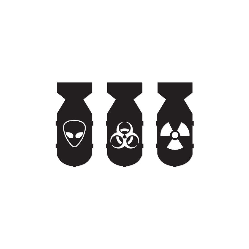 3 Bomb Alien Bio Nuke – Vinyl Decal Sticker – Multiple Color & Sizes – ebn118