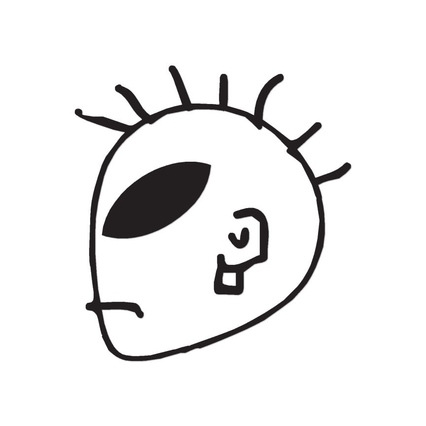 Punk Alien Stick Figure – Decal Sticker – Multiple Color & Sizes – ebn1286