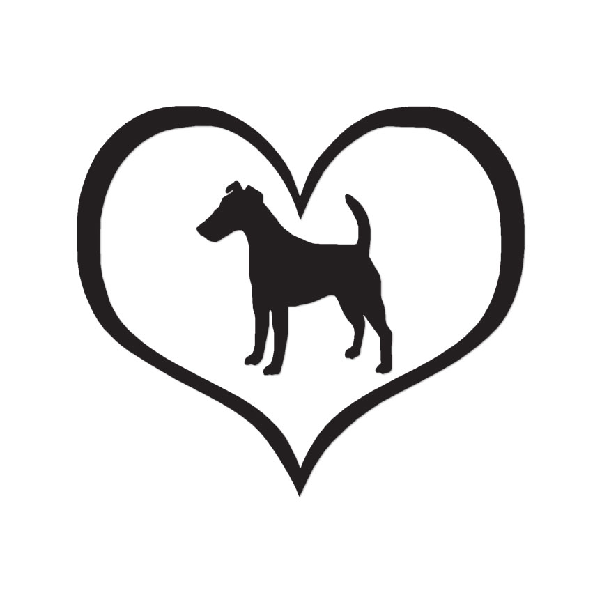 Heart Smooth Fox Terrier Dog – Vinyl Decal – Multiple Color & Sizes – ebn1519