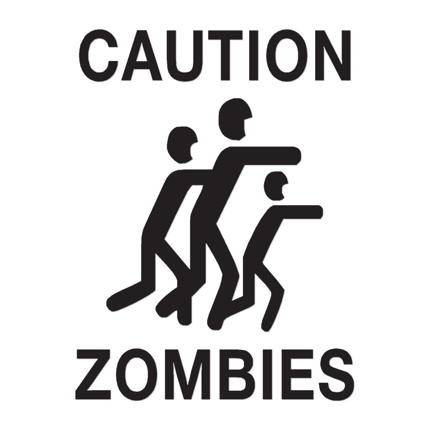 Caution Zombies Zombie – Decal Sticker – Multiple Color & Sizes – ebn154